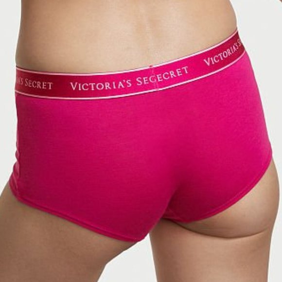 VS XS Boyshort Logo Waist Berry Blush NWT - Picture 2 of 9